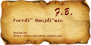 Forró Benjámin névjegykártya