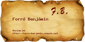 Forró Benjámin névjegykártya